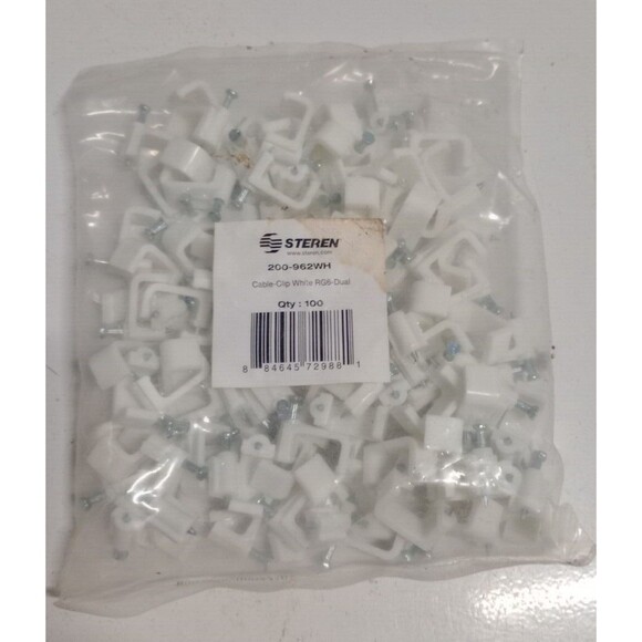 Steren 200-962WH Cable-Clip White RG6-Dual qty:100 - Picture 1 of 3